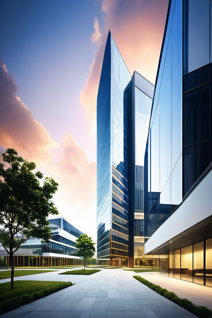 玻璃建筑摩天大楼摄影图图片