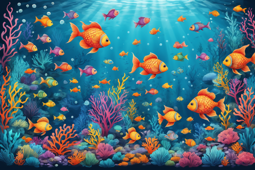 鱼类海洋游鱼鱼类插画图片