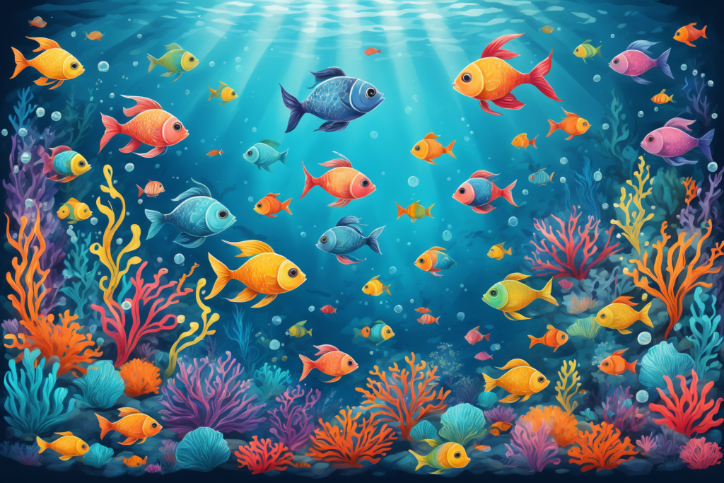 海洋游鱼鱼类插画图片