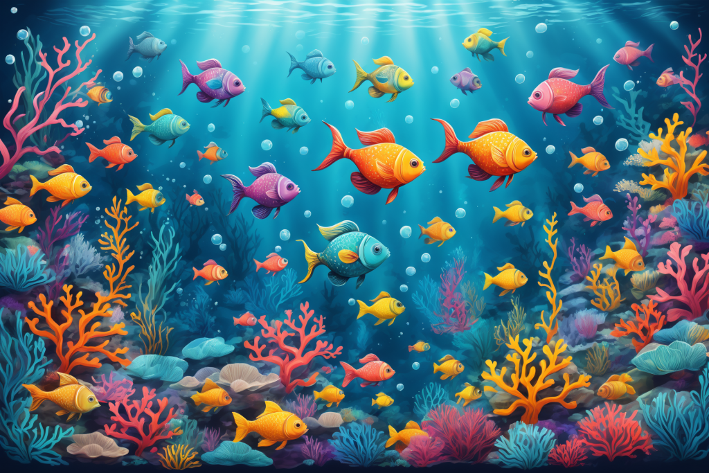 深海海洋生物动物鱼类插画图片