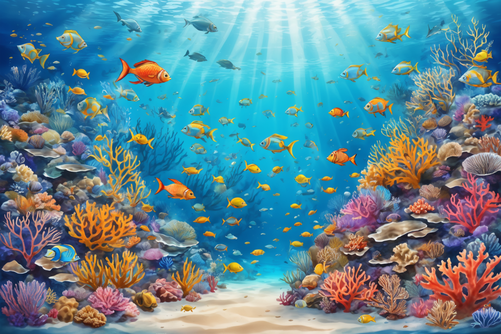 自然生物海底世界海洋游鱼鱼类插画图片
