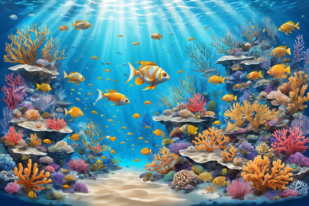 海底世界海洋游鱼鱼类插画图片