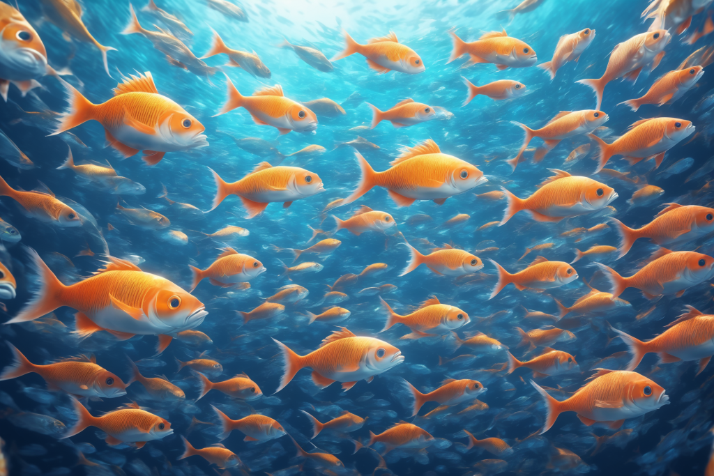 鱼群小鱼海水自然海洋生物插画图片