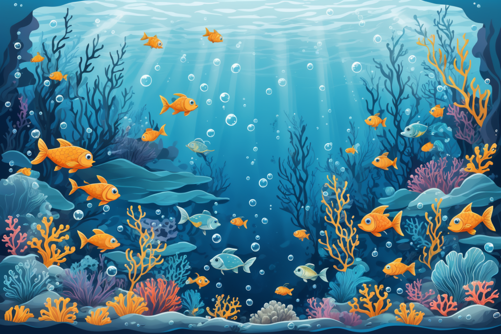 海床海底鱼类海洋大海珊瑚海洋插画图片