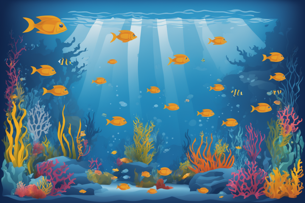 大海珊瑚礁深海生物海洋插画图片