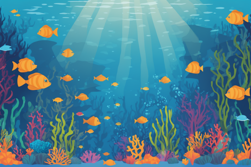 珊瑚礁深海生物海洋插画图片