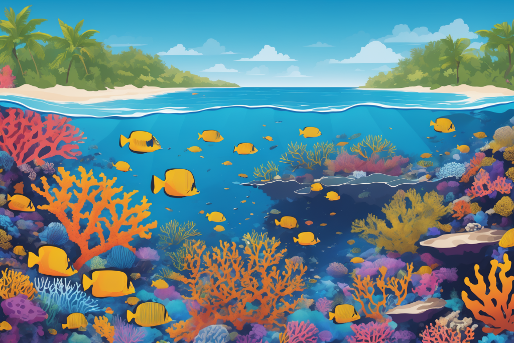 海底鱼类海洋世界珊瑚海水海洋插画图片