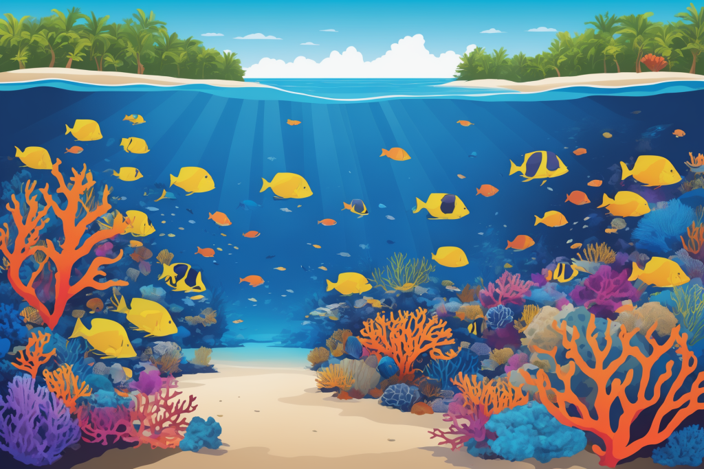 鱼类海洋世界珊瑚海水海洋插画图片