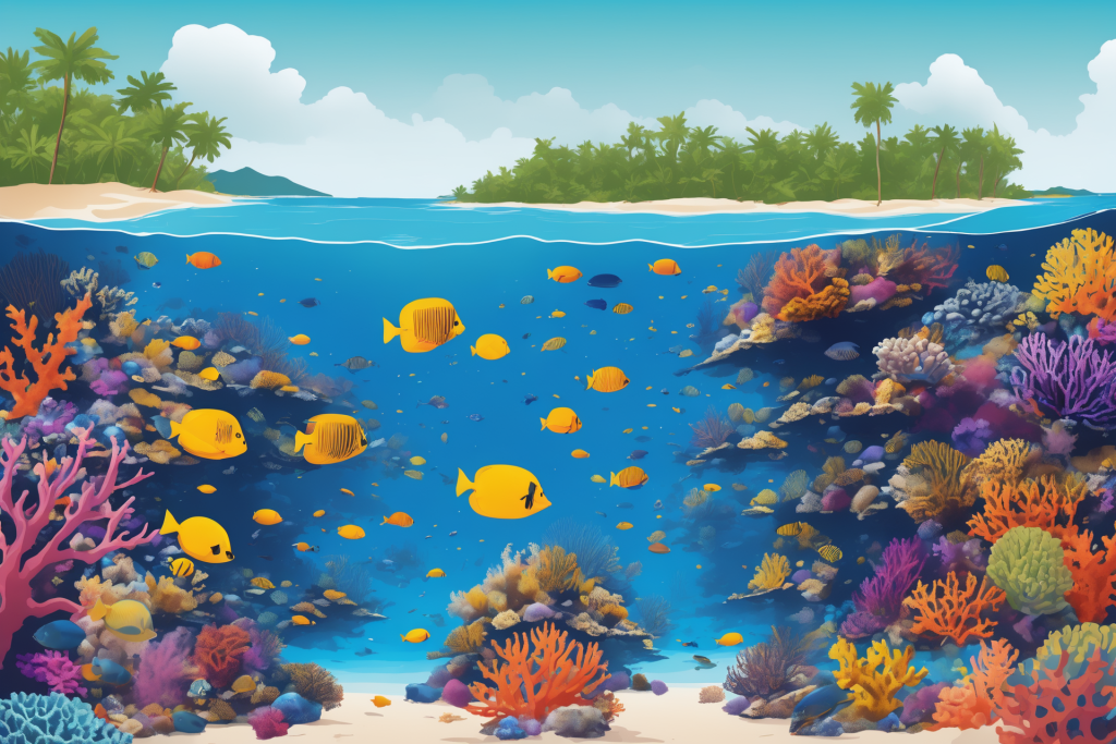 鱼类海洋世界珊瑚海水海洋插画图片