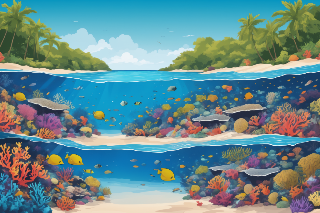 自然海洋生物小鱼珊瑚海水小鱼海洋插画图片
