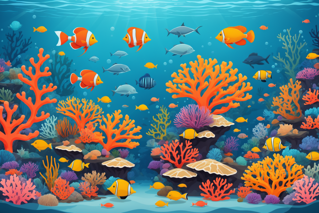 海鱼大海珊瑚礁自然海洋插画图片