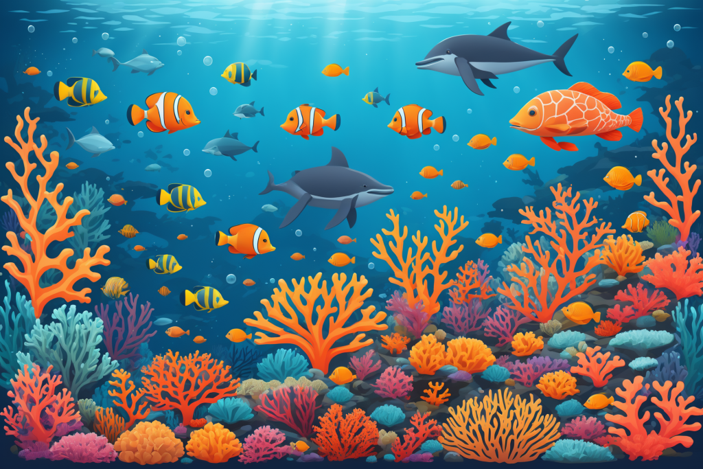 大海珊瑚礁自然海洋插画图片