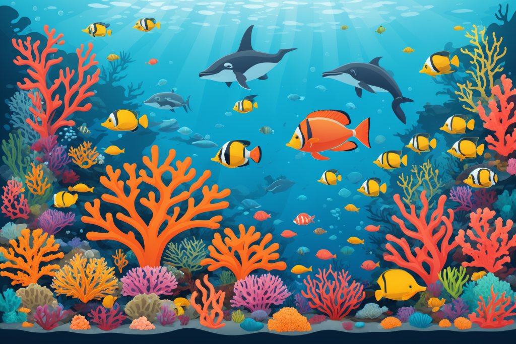 大海珊瑚礁自然海洋插画图片