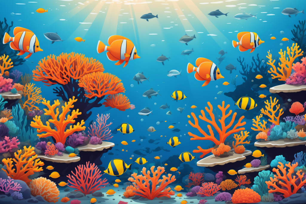 海床海底世界海洋馆插画图片