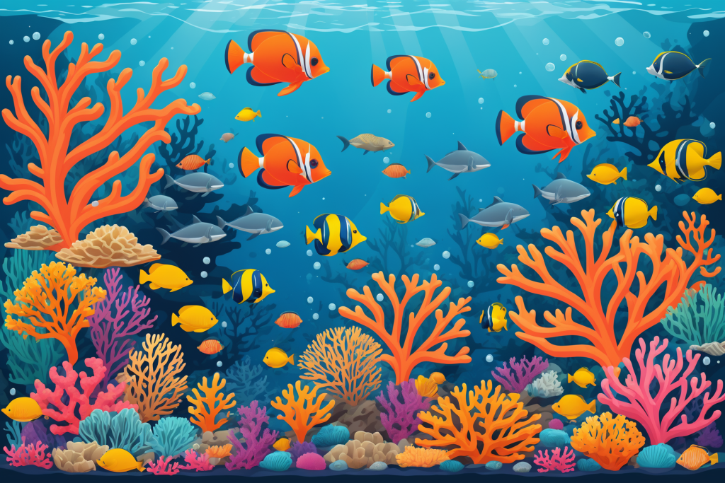 海床海底世界海洋馆插画图片