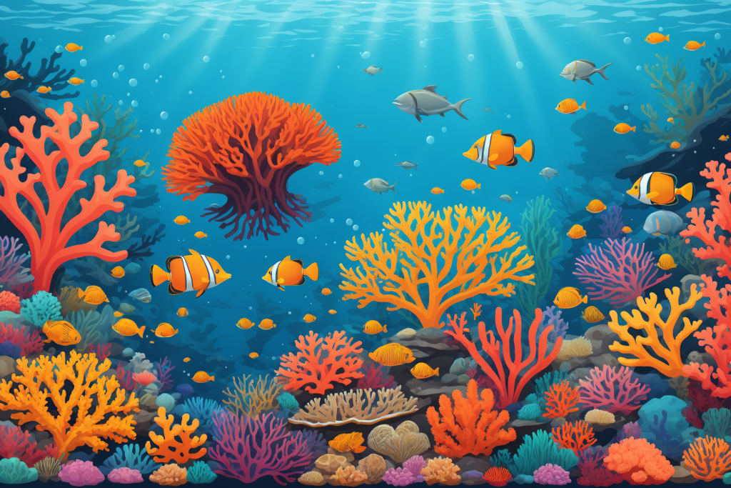 海底世界海洋馆插画图片