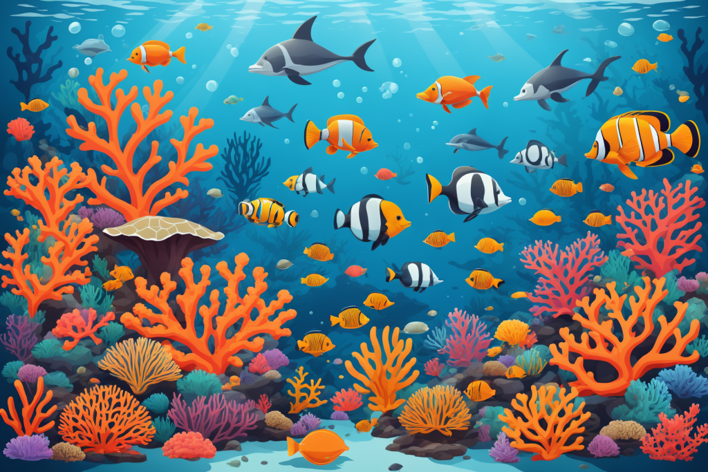海底世界海洋馆插画图片