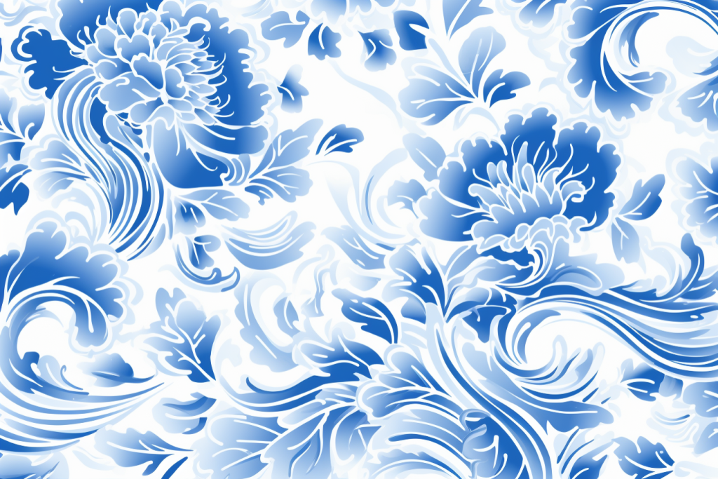 传统青花瓷纹样插画绘画