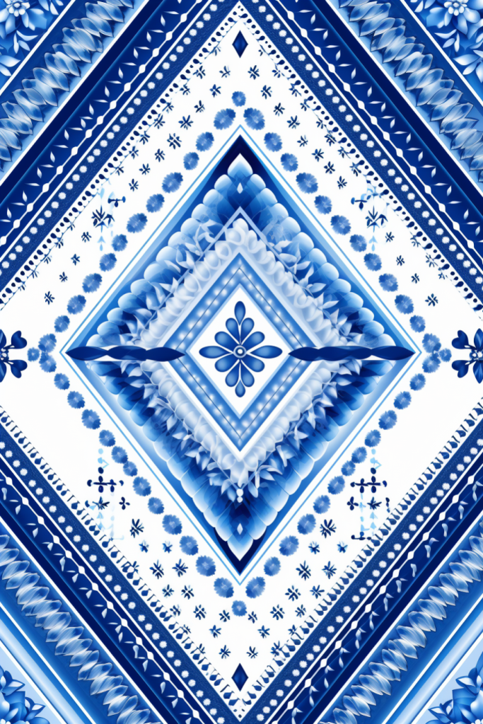 青花瓷底纹插图绘画