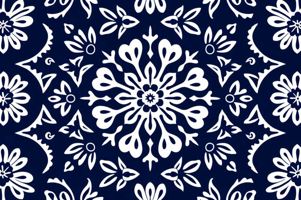 青花瓷拼花插画绘画