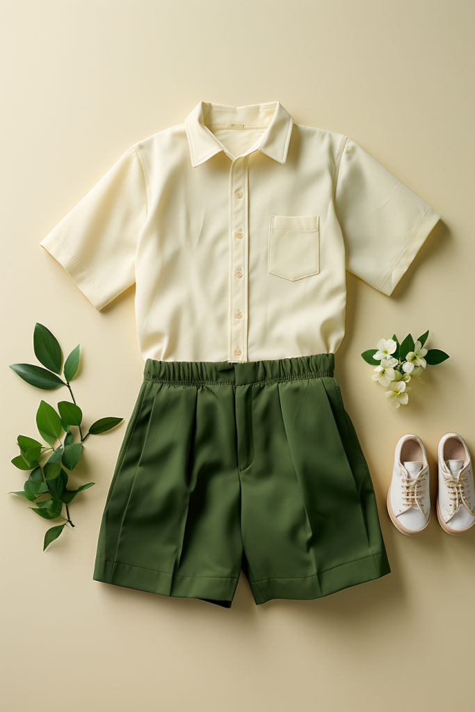 校园服饰短裤衬衫校服套装图片摄影图