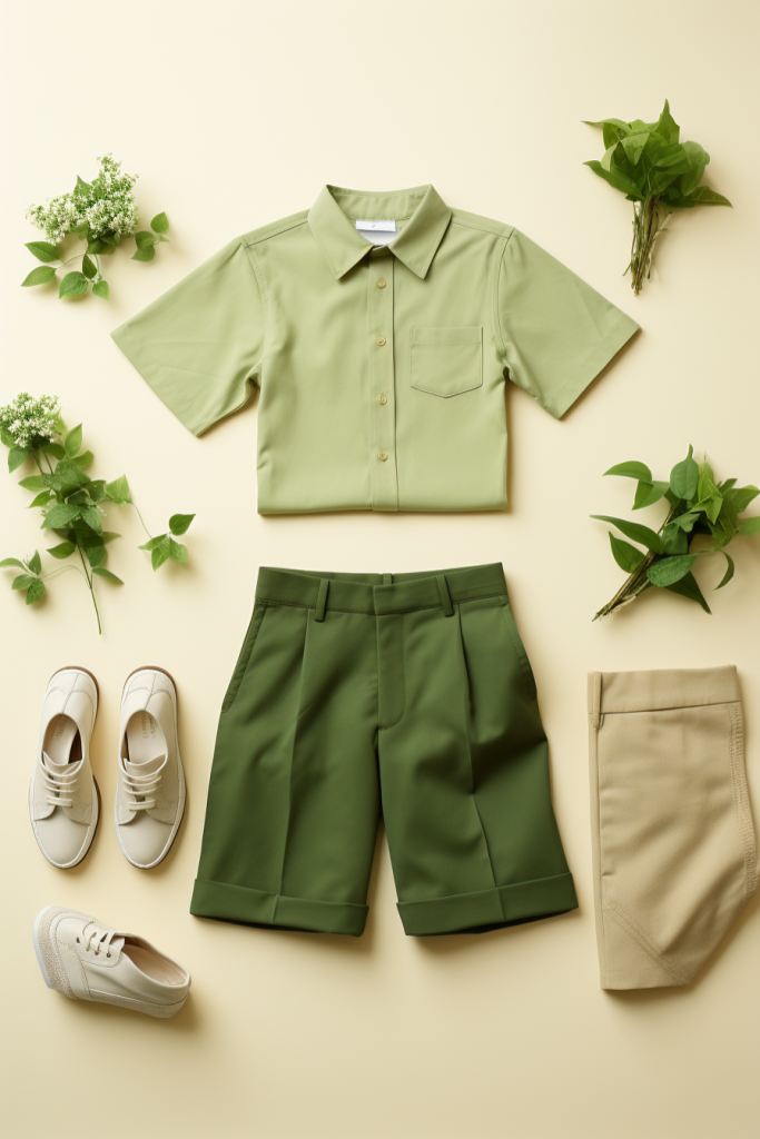 校园服饰短裤衬衫校服套装图片摄影图