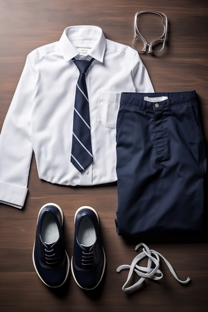 校园鞋子衣服衬衫校服套装图片摄影图