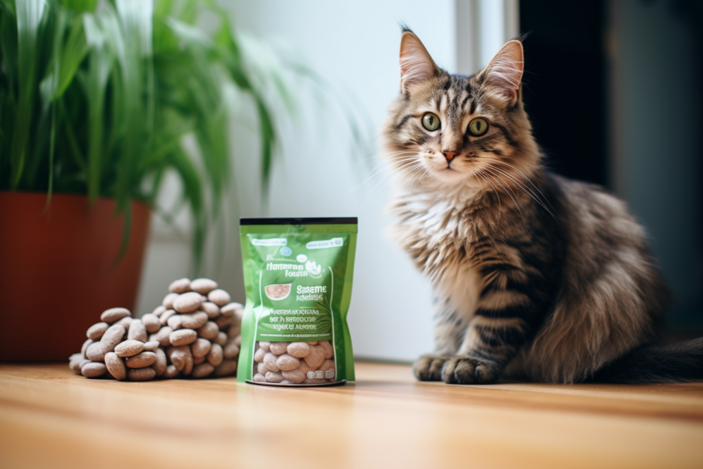 听话毛绒猫猫猫粮图片摄影图