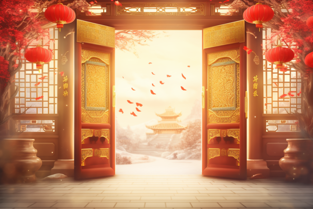 喜庆门楼国风牌坊背景图图片