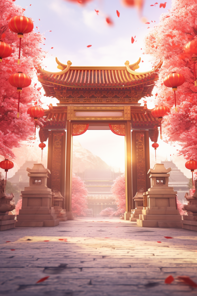 中式牌坊大门国风背景图图片