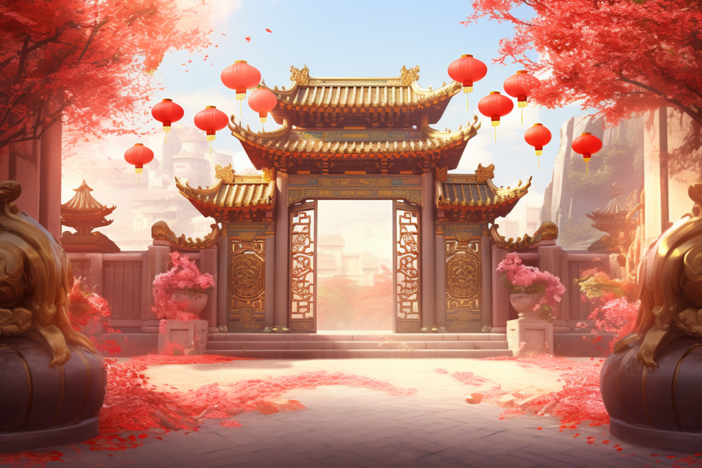 牌坊大门喜庆背景图图片