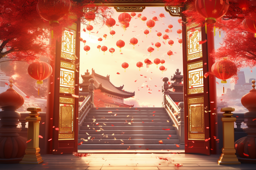 牌坊大门喜庆背景图图片