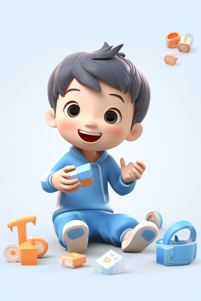 孩子零食儿童节场景男孩模型图片
