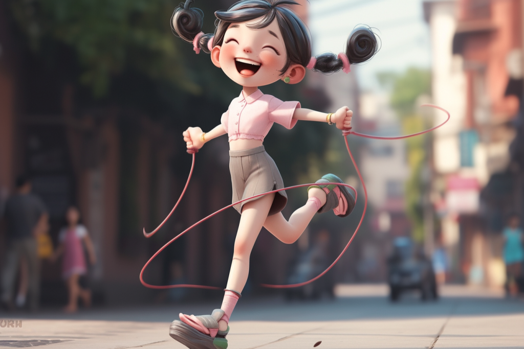 人像卡通小孩场景玩耍女孩模型图片