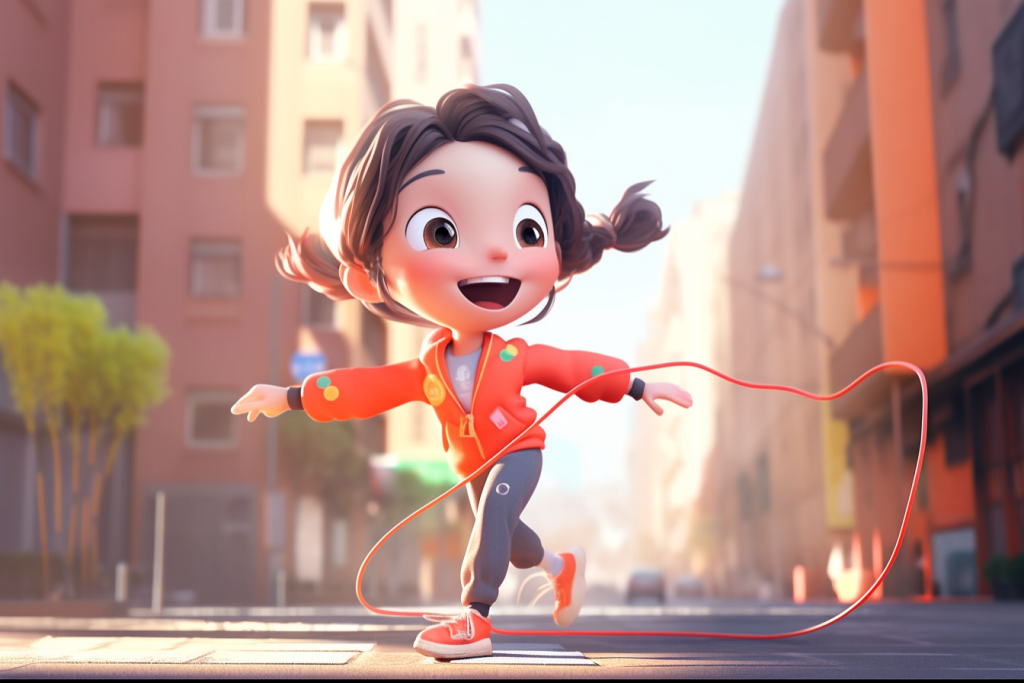 卡通小孩场景玩耍女孩模型图片