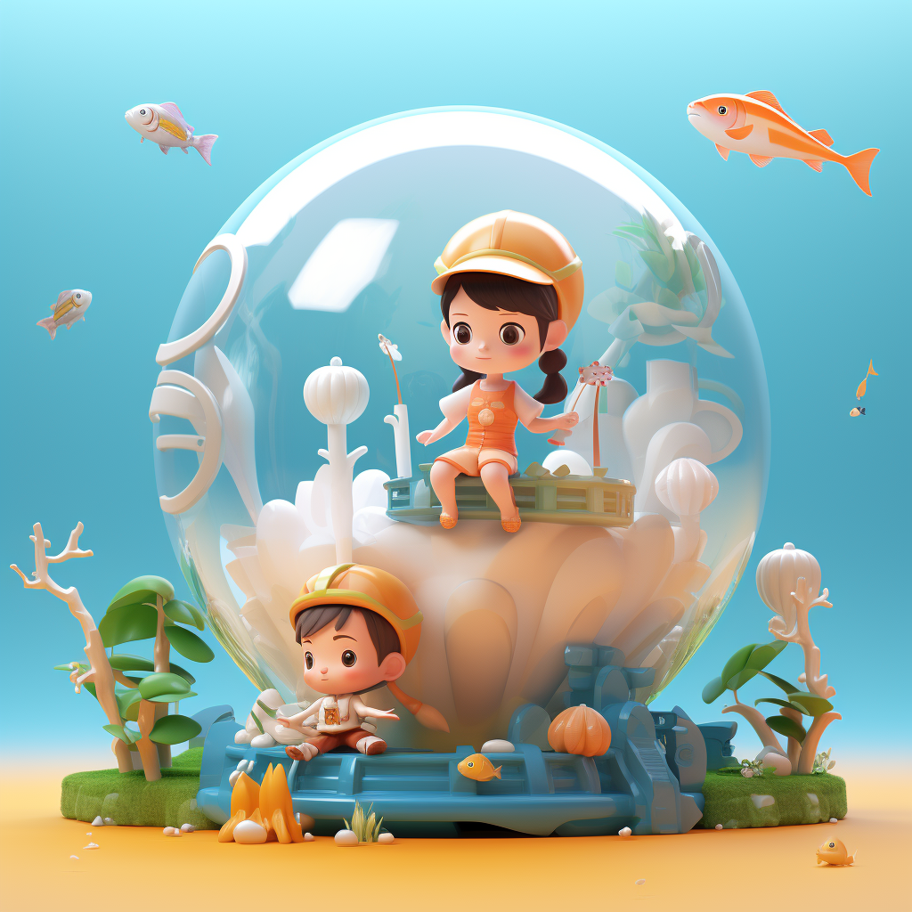 卡通人像模型女孩场景人物小孩模型图片