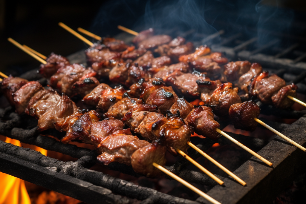 火烤美食烤串炭烤烤制烧烤图片摄影图