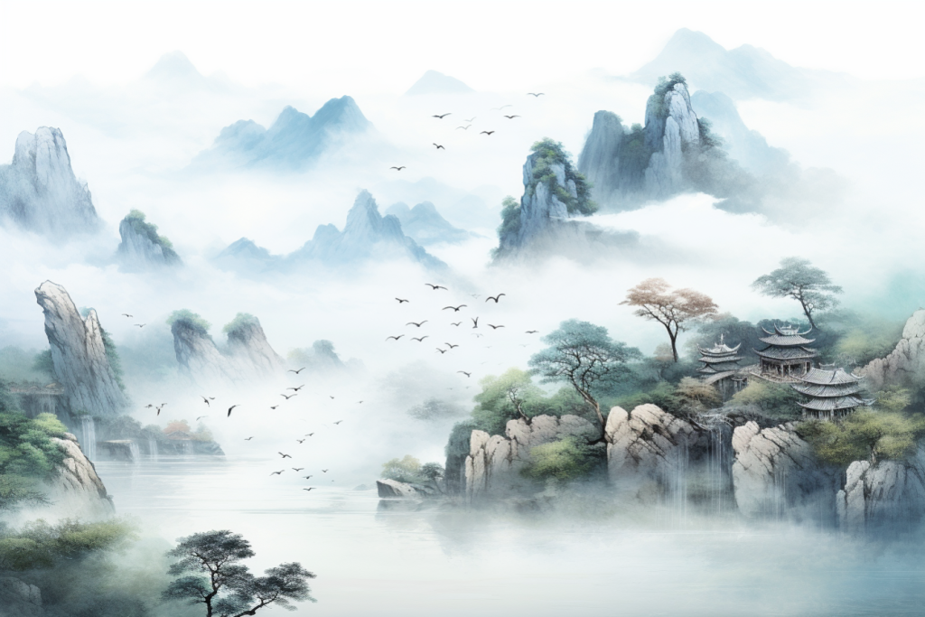美术水墨画插画图片