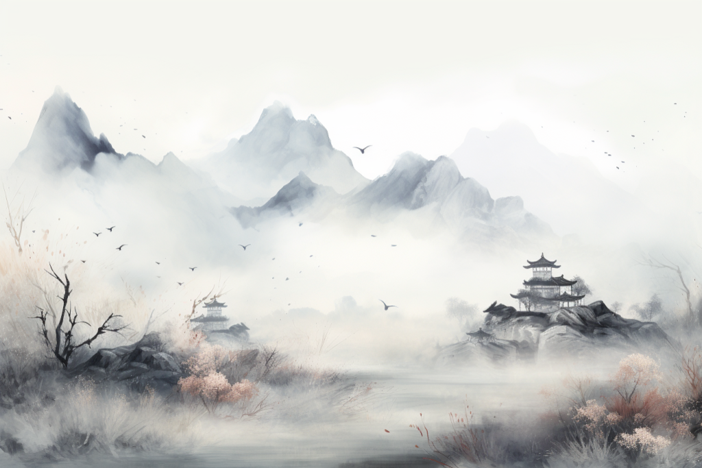 美术水墨画插画图片