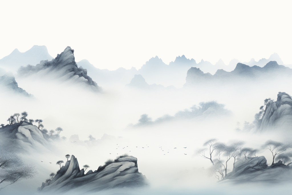 山峦云雾画作山峰水墨画插画图片png下载_编号654748844634018047-设图网