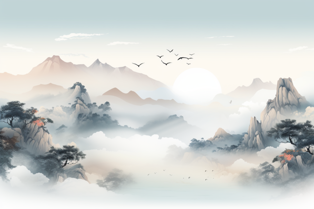 山峦云雾画作山峰水墨画插画图片png下载_编号654749050918278312-设图网
