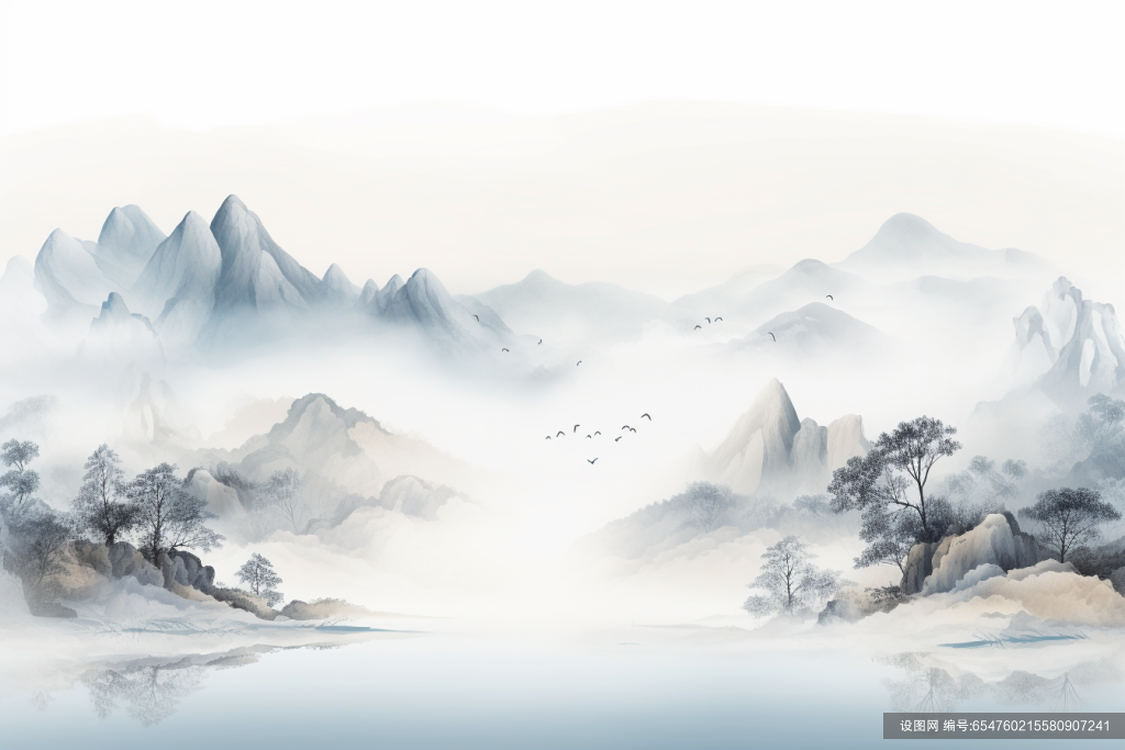 山峦云雾画作山水艺术国风水墨画插画图片png下载_编号654760215580907241-设图网
