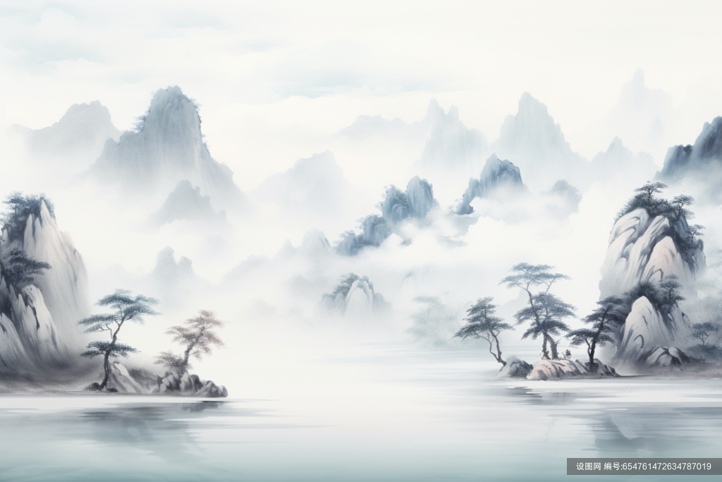 云雾画作山水艺术国风水墨画插画图片png下载_编号654761472634787019-设图网