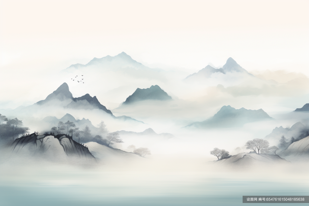 云雾画作山水艺术国风水墨画插画图片png下载_编号654761615048185638-设图网