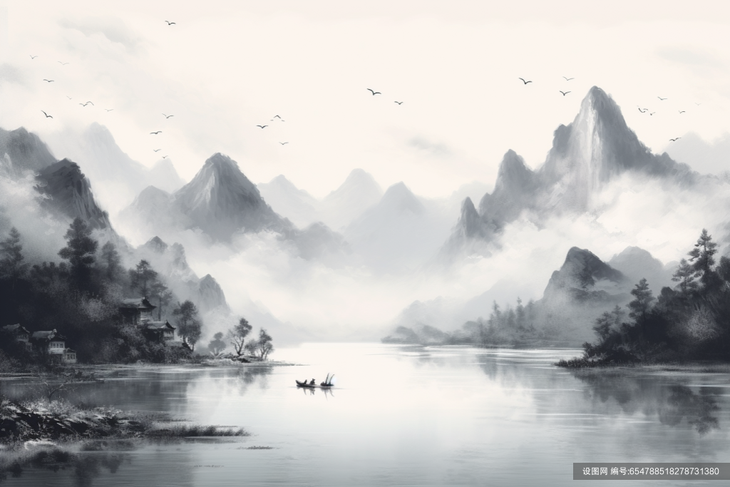 美术风景美景山峦水墨插画图片png下载_编号654788518278731380-设图网