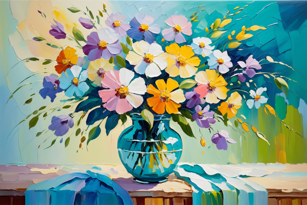 画作自然艺术创作花朵油画插画图片