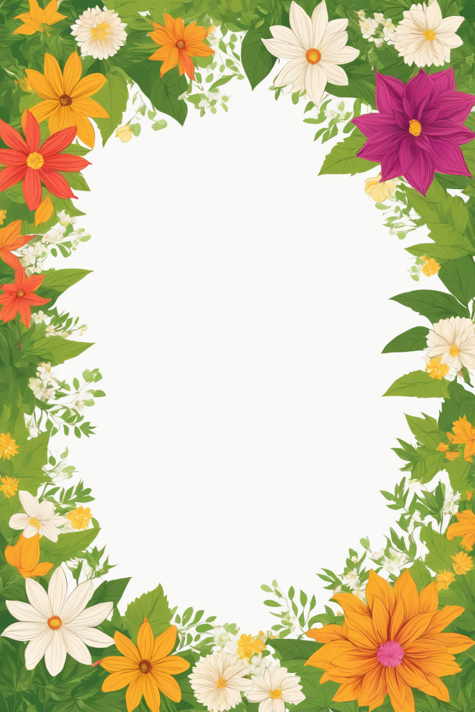 手绘树叶花草元素花朵边框图片