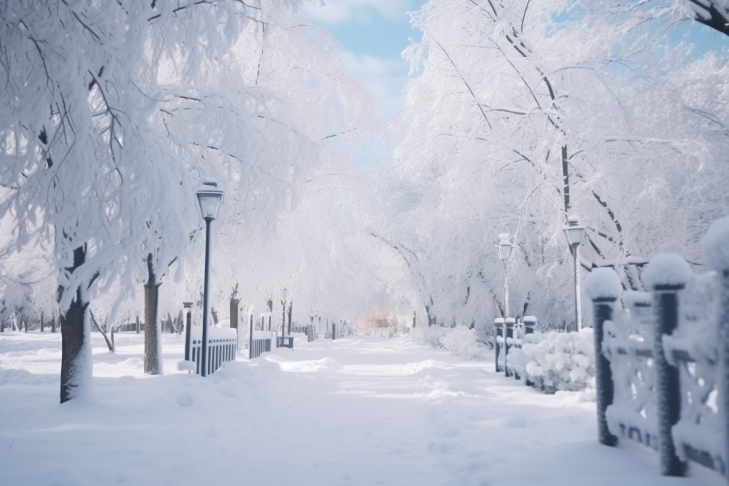 下雪雾凇公园气候雪地白雪图片摄影图