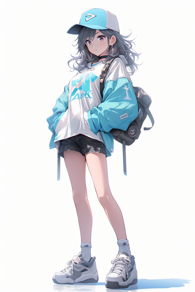 漫画棒球帽女孩图片插画