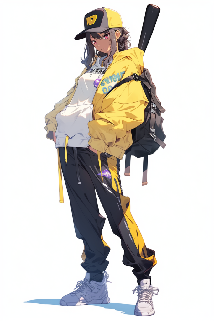 鸭舌帽女生图片插画